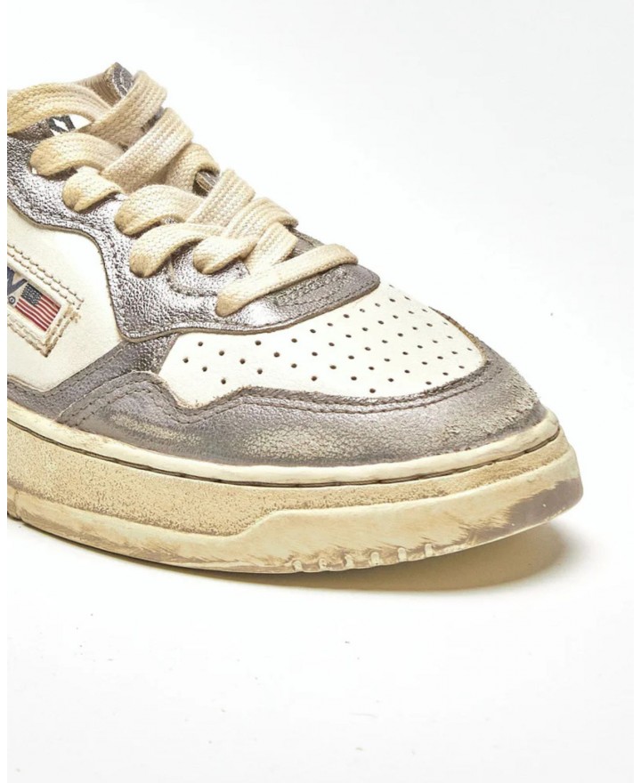 Autry - Scarpa Medalist Supervintage Pelle Grigia/Argento Donna AVLW MT09 CON