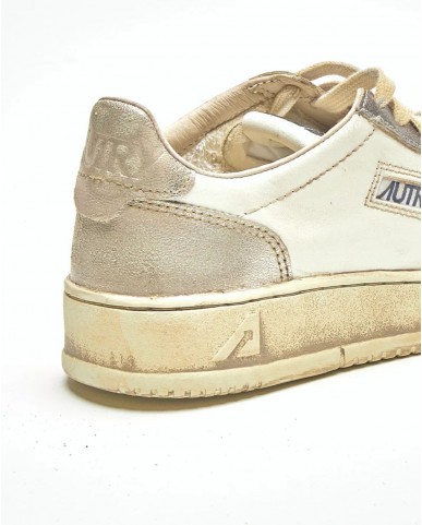 Autry - Medalist Supervintage Shoe in Gray/Silver Leather for Women AVLW MT09 CON