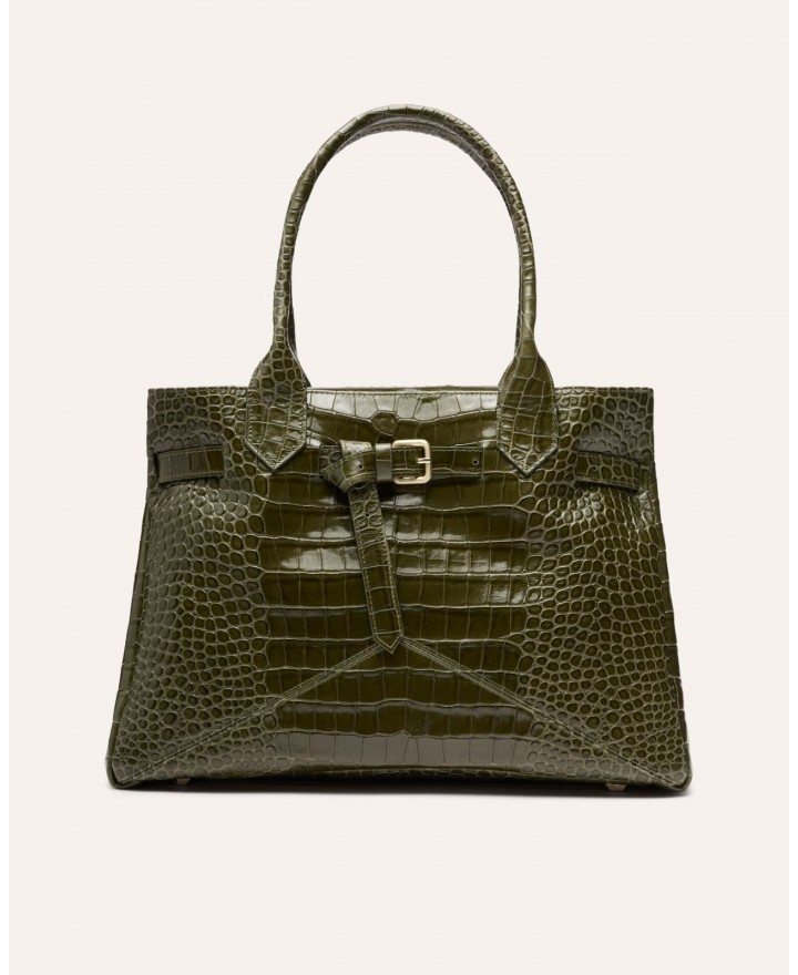 Ballantyne - Kate M Olive Crocodile Leather Bag for Women BLB993 SLE00 12590 CON