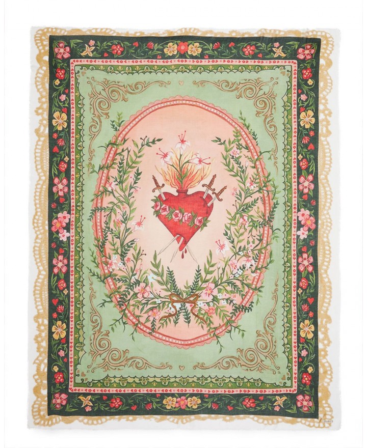 Faliero Sarti - Sciarpa Heart Verde Donna 2064 1530 VERDE P26