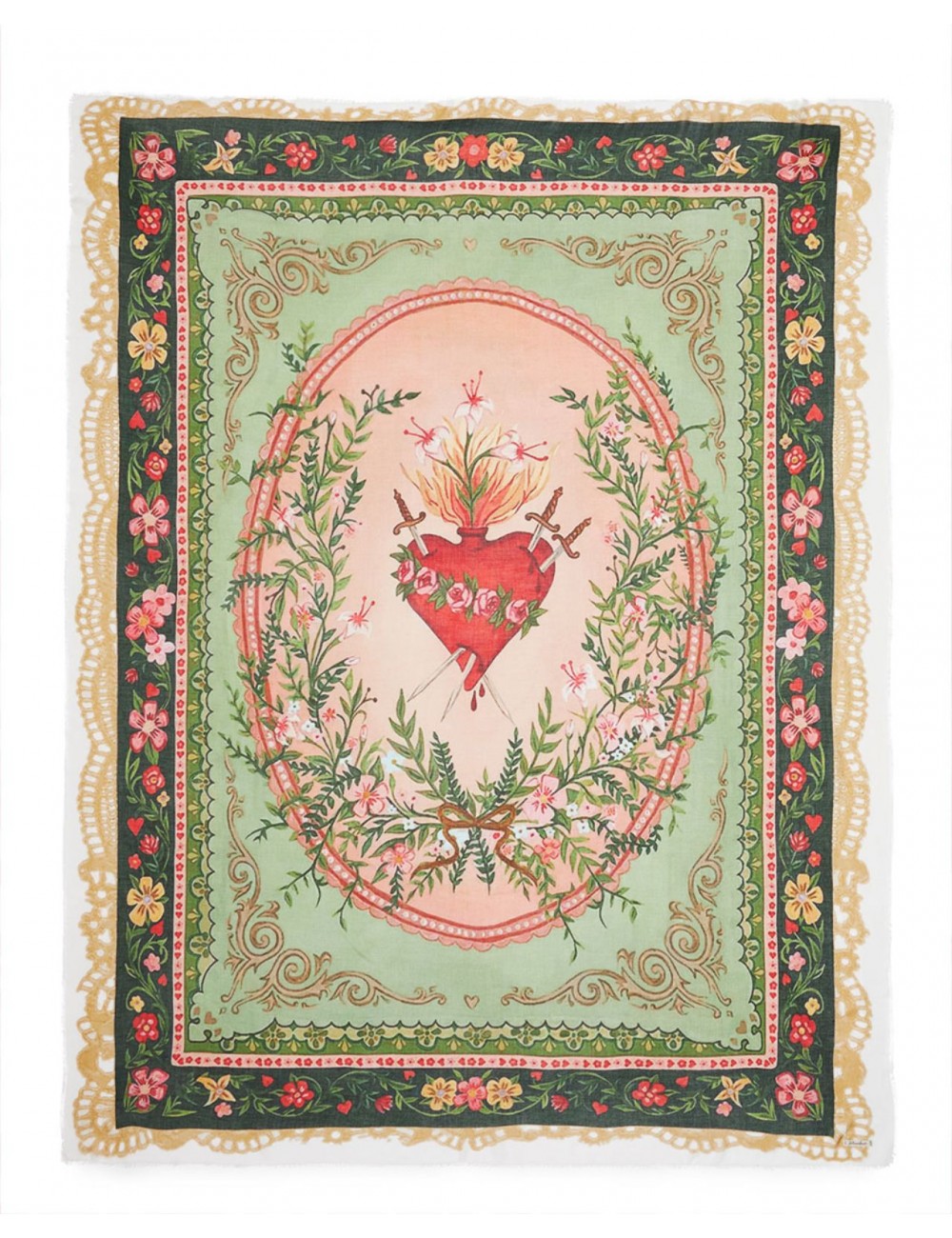 Faliero Sarti - Sciarpa Heart Verde Donna 2064 1530 VERDE P26