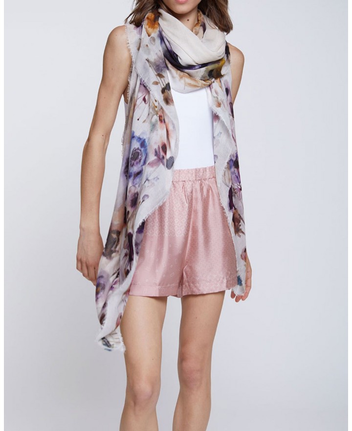 Faliero Sarti - Sciarpa Panse Beige Donna 2035 1170 BEIGE MULT P26