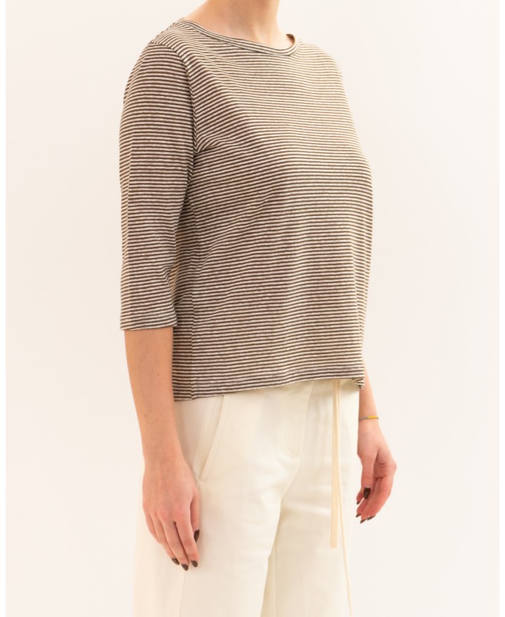 Aragona - Maglia Righe Noce/Beige Donna D3369TR 1424 BEIGE P26