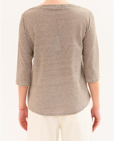 Aragona - Maglia Righe Noce/Beige Donna D3369TR 1424 BEIGE P26