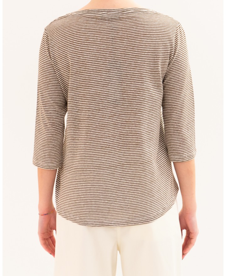 Aragona - Maglia Righe Noce/Beige Donna D3369TR 1424 BEIGE P26