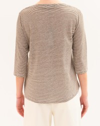 Aragona - Maglia Righe Noce/Beige Donna D3369TR 1424 BEIGE P26