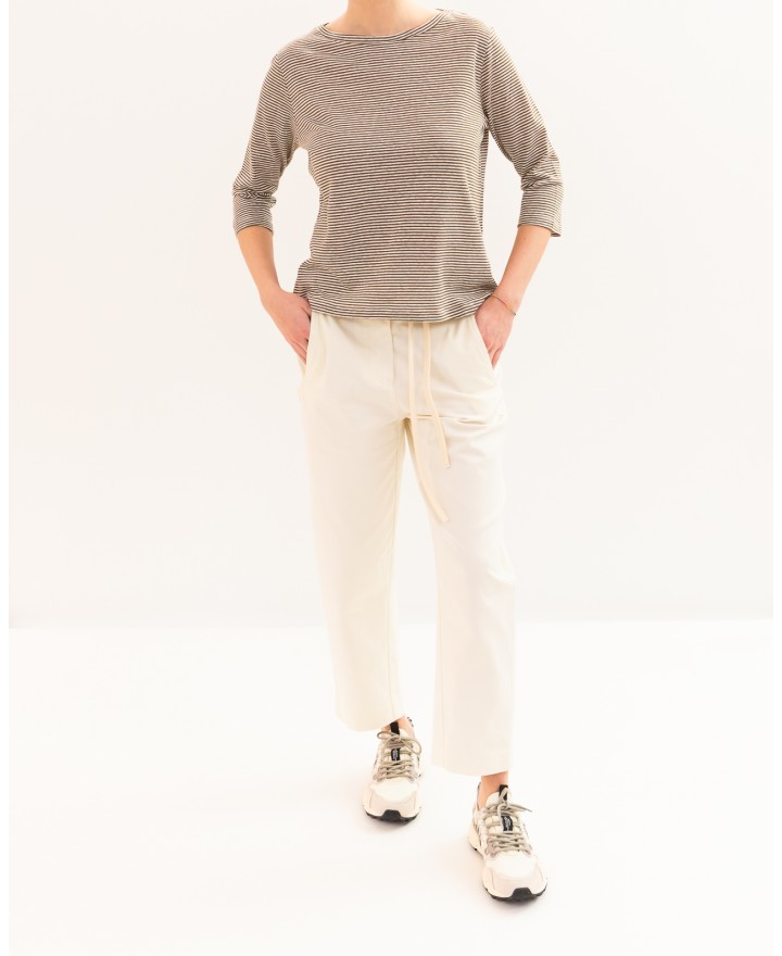 Aragona - Maglia Righe Noce/Beige Donna D3369TR 1424 BEIGE P26