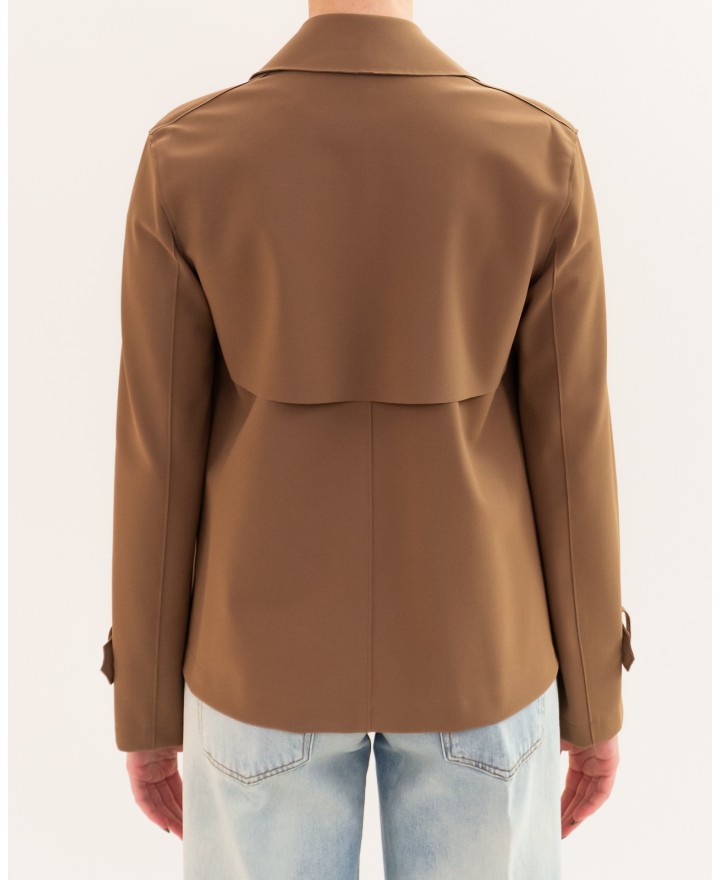 Harris Wharf - Women's Short Tobacco Scuba Trench Coat AG2489PJT 419 TOBACC P26