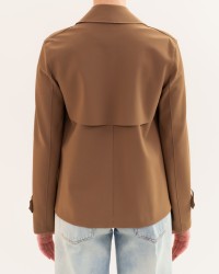 Harris Wharf - Women's Short Tobacco Scuba Trench Coat AG2489PJT 419 TOBACC P26