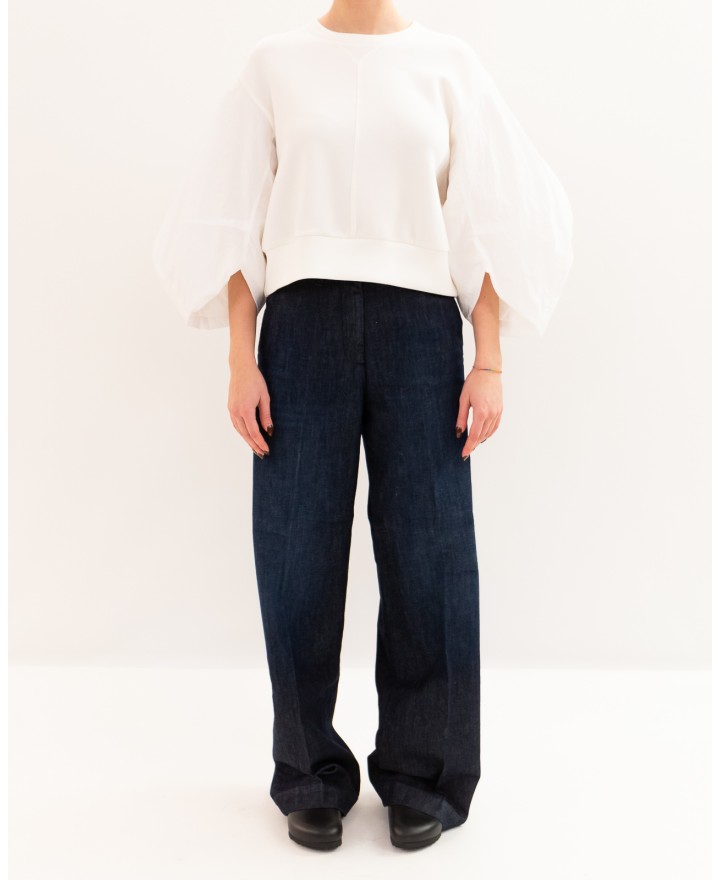 Meimeij - Women's White Puff Sleeve Blouse M6PC02 791 OFF WHITE P26