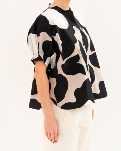 Meimeij - Camicia Nera/Beige Donna M6PAH2 S1018 NERO/MO P26