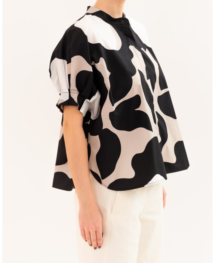 Meimeij - Camicia Nera/Beige Donna M6PAH2 S1018 NERO/MO P26