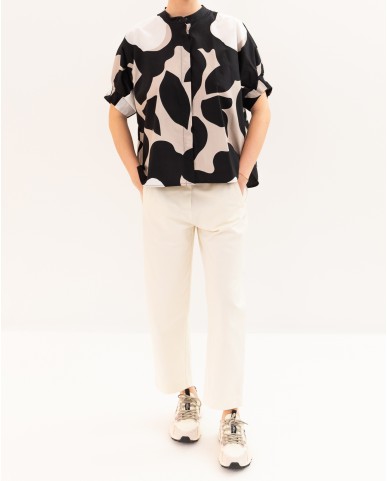 Meimeij - Camicia Nera/Beige Donna M6PAH2 S1018 NERO/MO P26