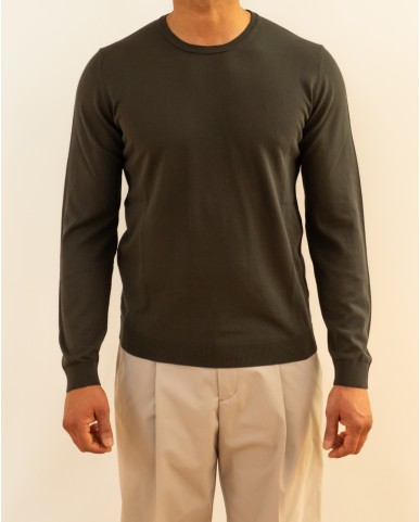Roberto Collina - Men's Brown Crew Neck Sweater A10001 08 MORO P26