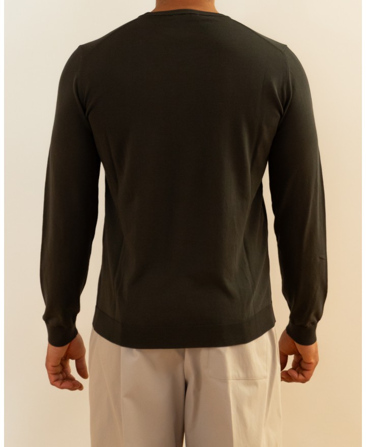 Roberto Collina - Men's Brown Crew Neck Sweater A10001 08 MORO P26