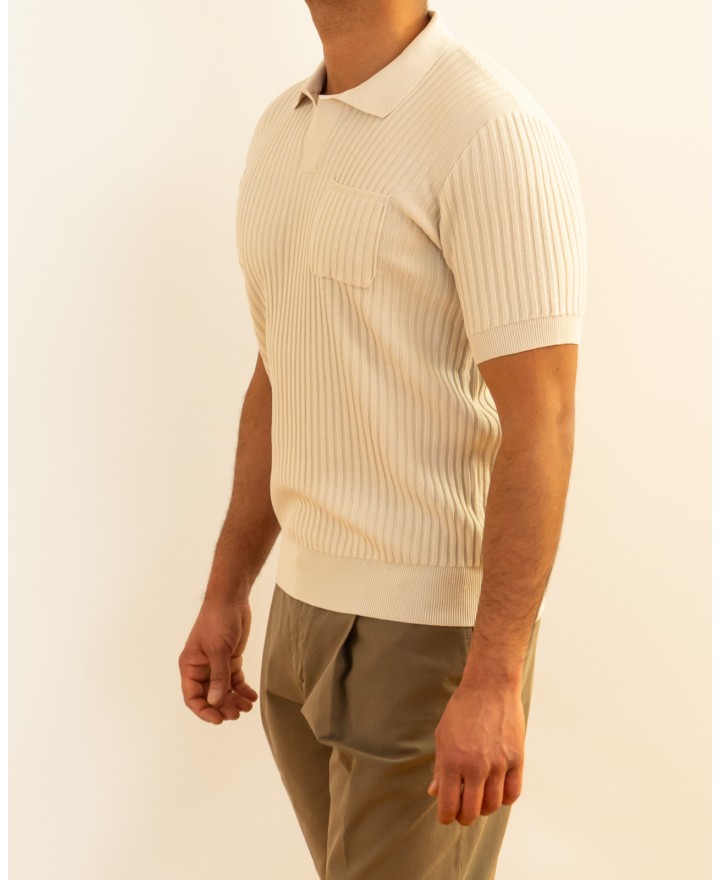Roberto Collina - Polo Costine Ecru Uomo A13124 03 ECRU P26