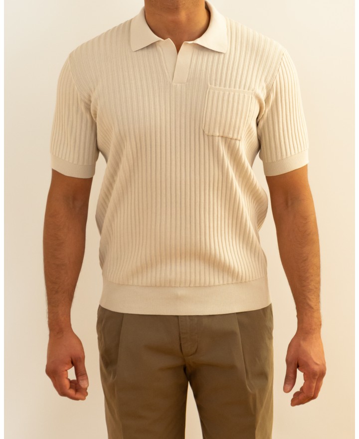 Roberto Collina - Polo Costine Ecru Uomo A13124 03 ECRU P26