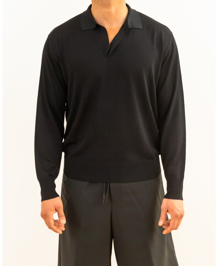 Roberto Collina - Polo Manica Lunga Nera Uomo A16004 09 NERO P26