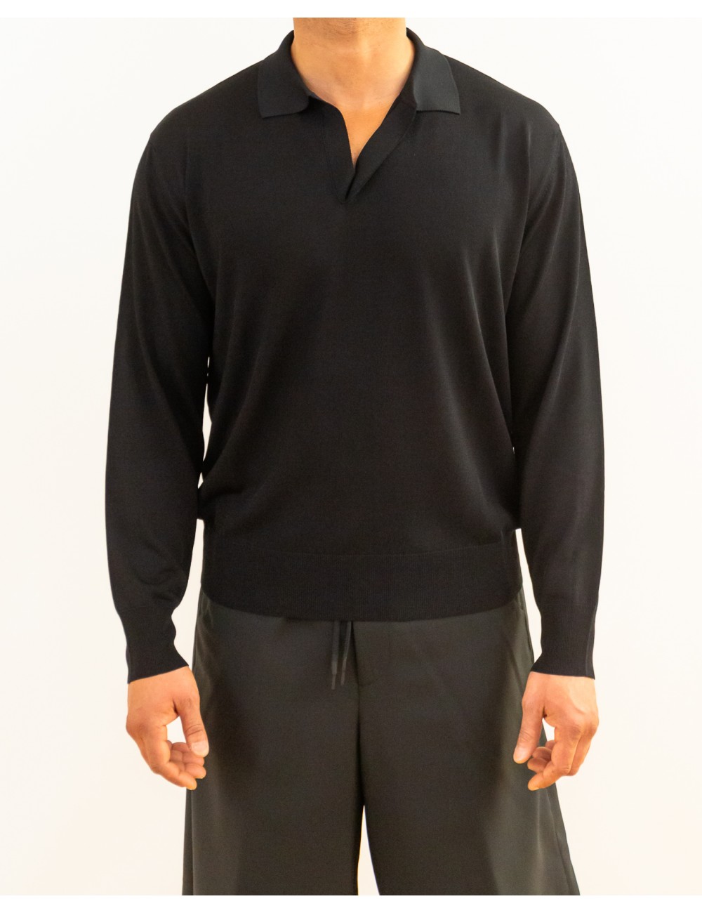 Roberto Collina - Polo Manica Lunga Nera Uomo A16004 09 NERO P26