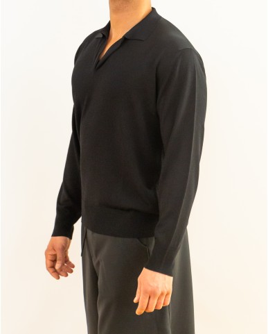 Roberto Collina - Polo Manica Lunga Nera Uomo A16004 09 NERO P26