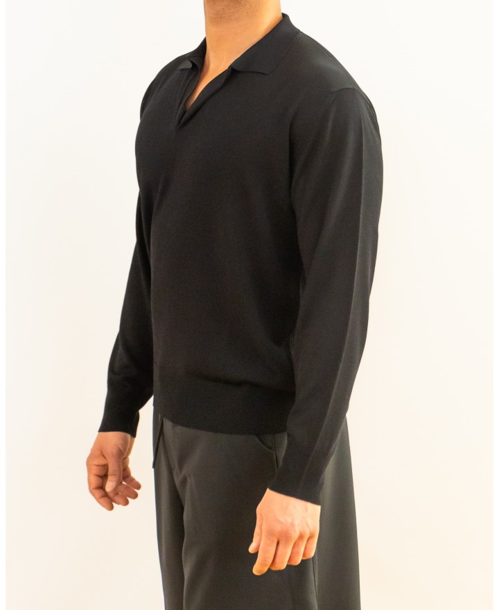 Roberto Collina - Polo Manica Lunga Nera Uomo A16004 09 NERO P26