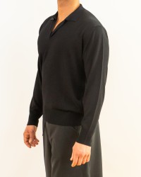 Roberto Collina - Polo Manica Lunga Nera Uomo A16004 09 NERO P26