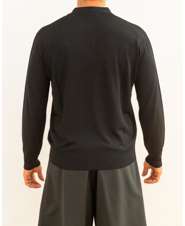 Roberto Collina - Polo Manica Lunga Nera Uomo A16004 09 NERO P26