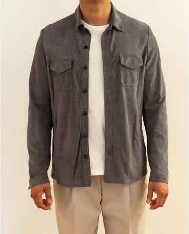 Dacute - Men's Gray Leather Shirt MO2024 GRIGIO CHIARO P26