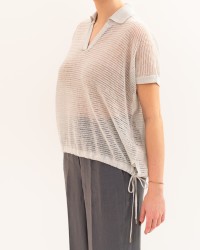 Peserico - Women's White Lurex Polo Shirt M99126F12 09321 900 P26