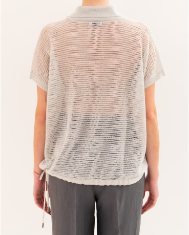 Peserico - Women's White Lurex Polo Shirt M99126F12 09321 900 P26