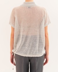 Peserico - Women's White Lurex Polo Shirt M99126F12 09321 900 P26