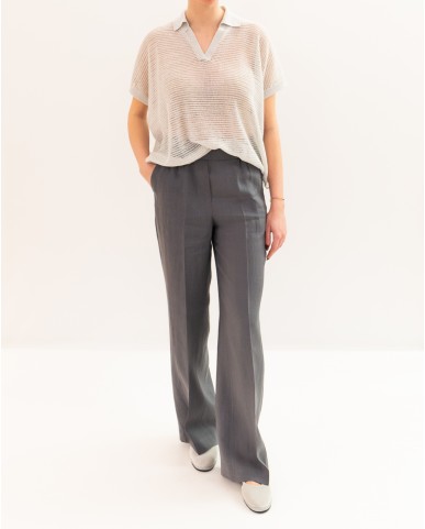 Peserico - Women's White Lurex Polo Shirt M99126F12 09321 900 P26