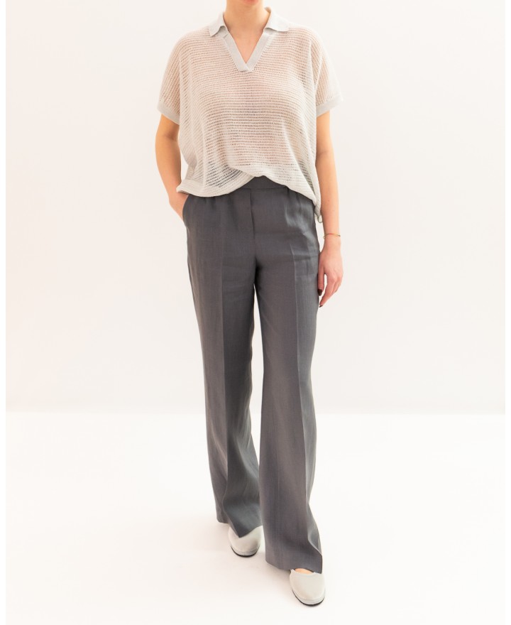 Peserico - Women's White Lurex Polo Shirt M99126F12 09321 900 P26