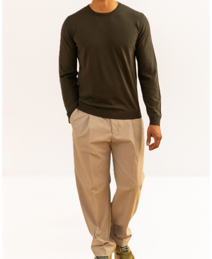 Roberto Collina - Men's Brown Crew Neck Sweater A10001 08 MORO P26