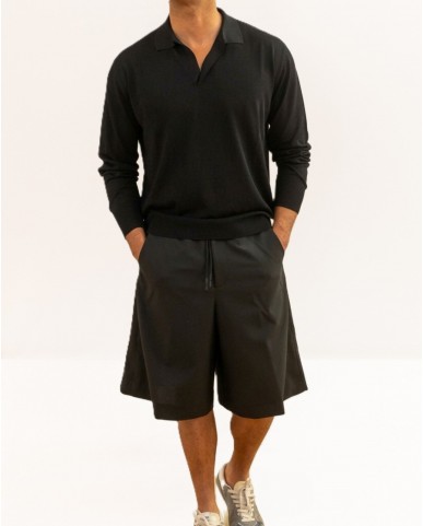 Roberto Collina - Polo Manica Lunga Nera Uomo A16004 09 NERO P26