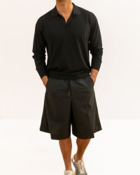 Roberto Collina - Polo Manica Lunga Nera Uomo A16004 09 NERO P26