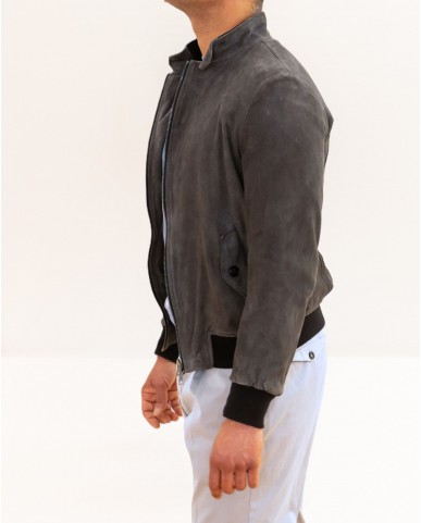 Dacute - Men's Gray Leather Jacket NEW BEN ANTRACITE P26