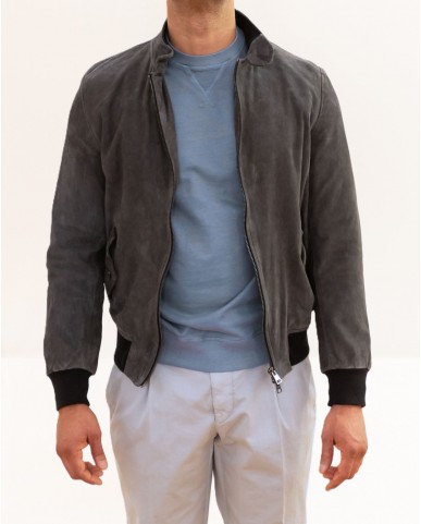 Dacute - Men's Gray Leather Jacket NEW BEN ANTRACITE P26