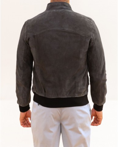 Dacute - Men's Gray Leather Jacket NEW BEN ANTRACITE P26