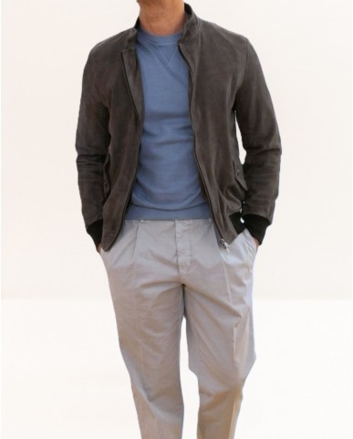 Dacute - Men's Gray Leather Jacket NEW BEN ANTRACITE P26