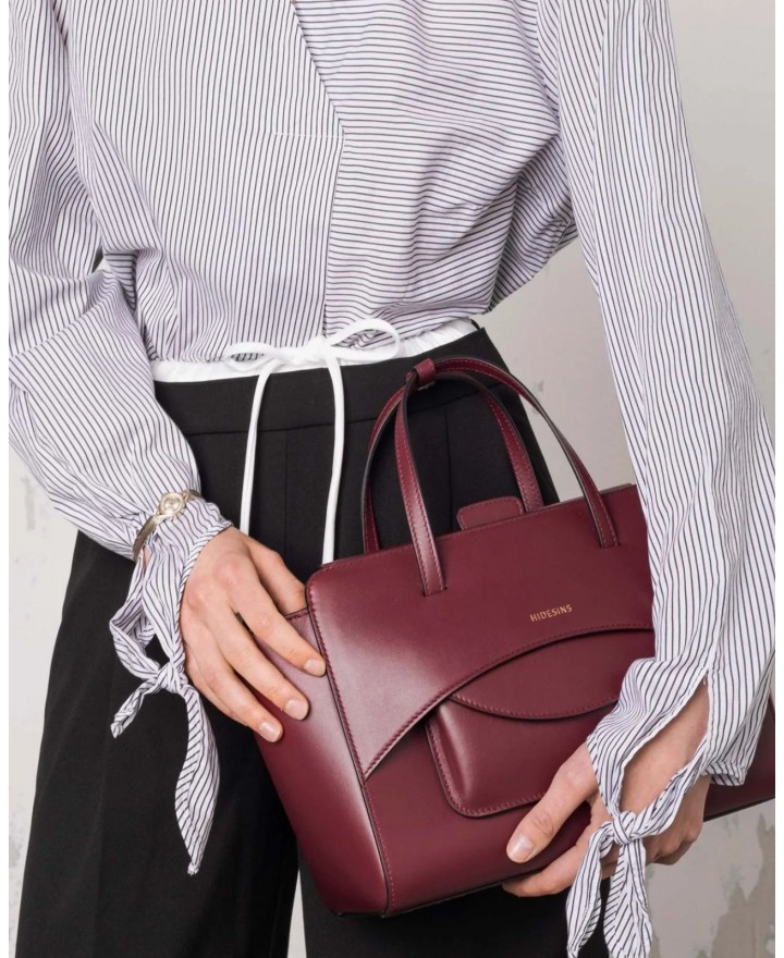 Hidesins - Borsa Flap M Pelle Bordeaux Donna FL12TRWNE CON