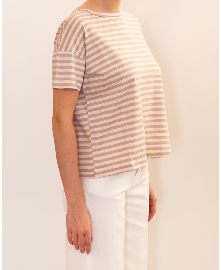 Aragona - T-shirt Righe Rosa/Noce Donna D3355TR 1402 ROSA/NO P26