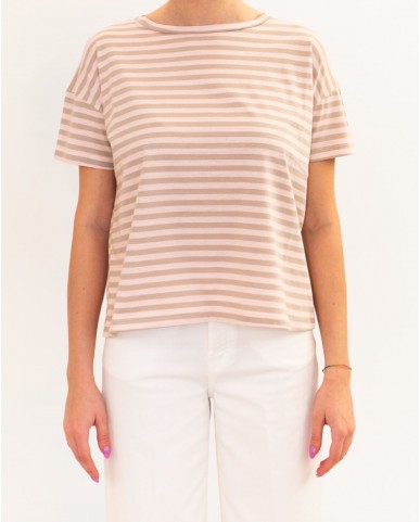 Aragona - T-shirt Righe Rosa/Noce Donna D3355TR 1402 ROSA/NO P26
