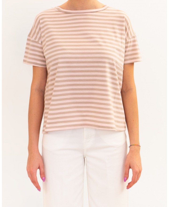 Aragona - T-shirt Righe Rosa/Noce Donna D3355TR 1402 ROSA/NO P26