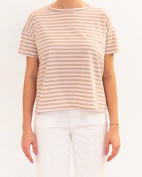 Aragona - T-shirt Righe Rosa/Noce Donna D3355TR 1402 ROSA/NO P26