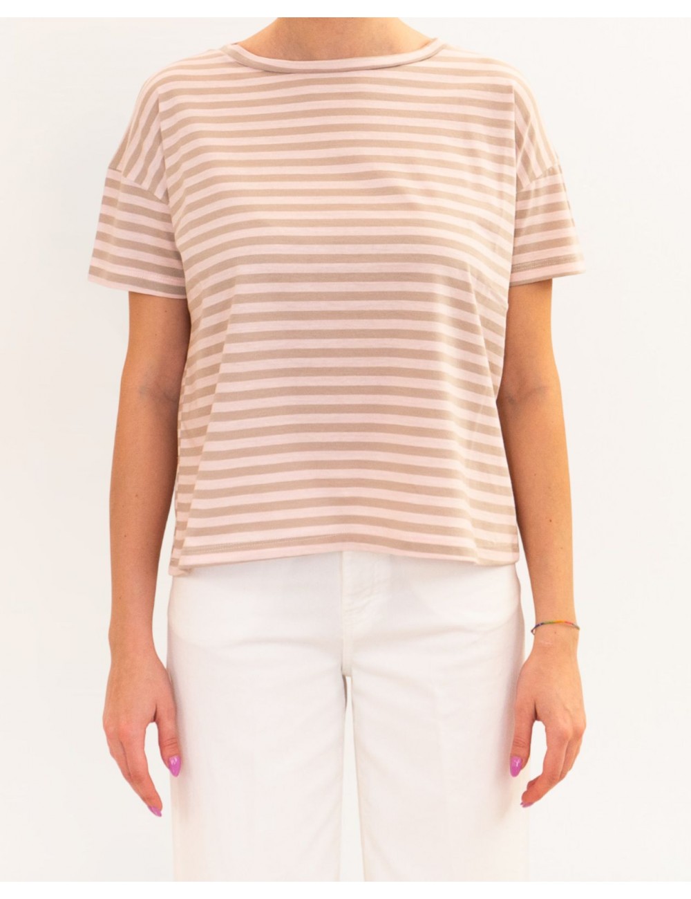 Aragona - T-shirt Righe Rosa/Noce Donna D3355TR 1402 ROSA/NO P26