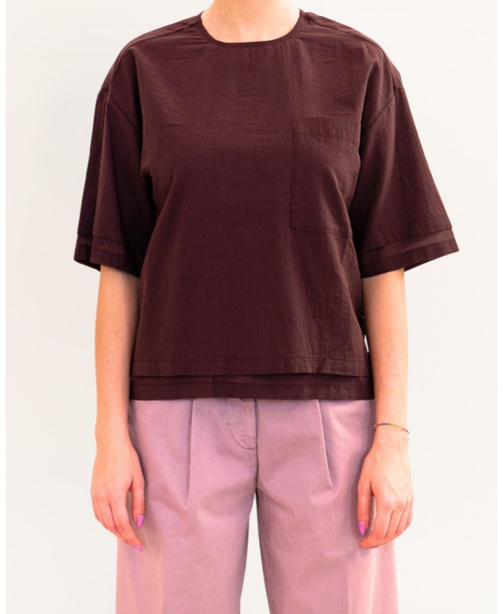 Tela - Camicia Papavero Prugna Donna 020180 N314 P26