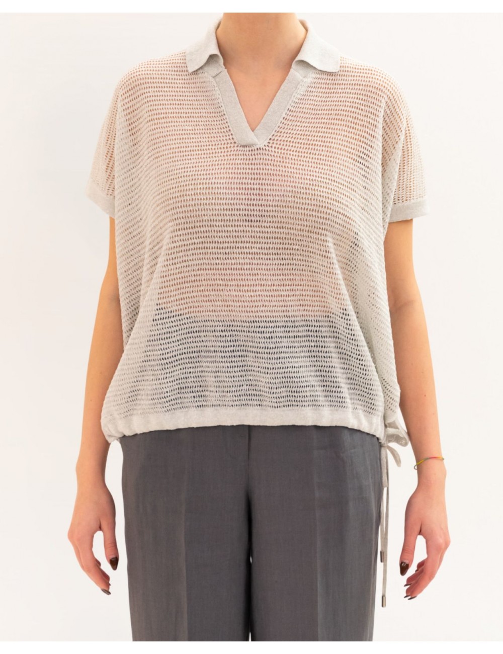 Peserico - Polo Lurex Bianca Donna M99126F12 09321 900 P26