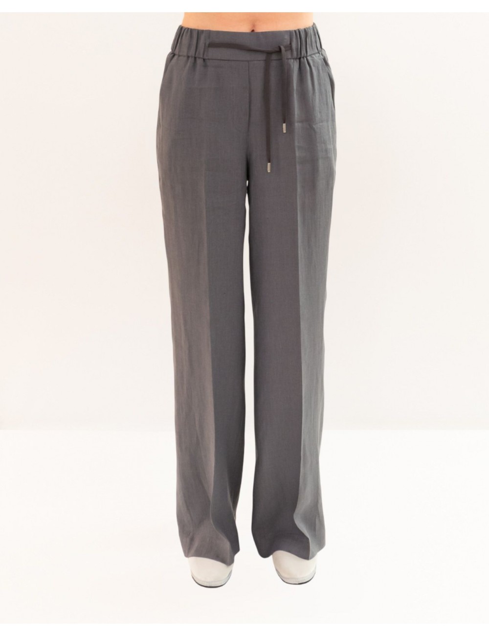 Peserico - Pantalone Lino Grigio Donna P04234 02647 189 P26