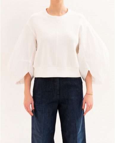 Meimeij - Blusa Sbuffo Bianca Donna M6PC02 791 OFF WHITE P26